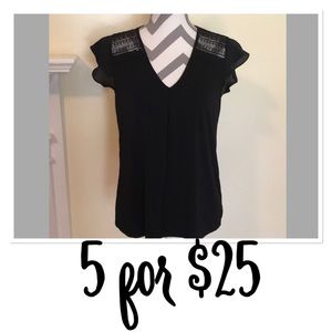 🚨CLOSET CLOSING🚨 The Limited Black Short Flutter Sleeve Blouse